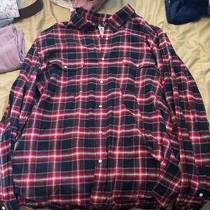 Lucky Brand Red and Black Plaid Shirt
